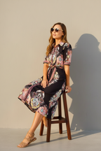 Gidget Embroidered Print Maxi Shirt Dress – Black by Aurelia Sun