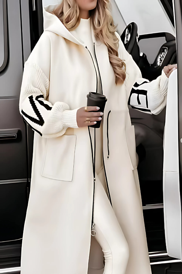 Kelly Cream Drawstring Hooded Coat