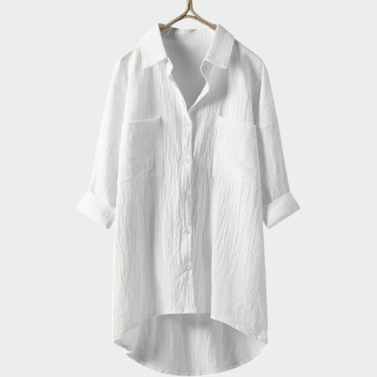 Maeve Long-Sleeve Button-Up Blouse in White by Aurelia Sun
