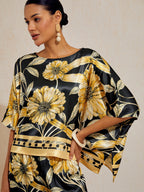 Golden Petal Satin Batwing Top by Aurelia Sun