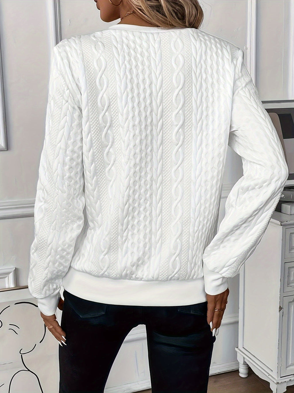Amy Zip-Neck Knit Sweater – White