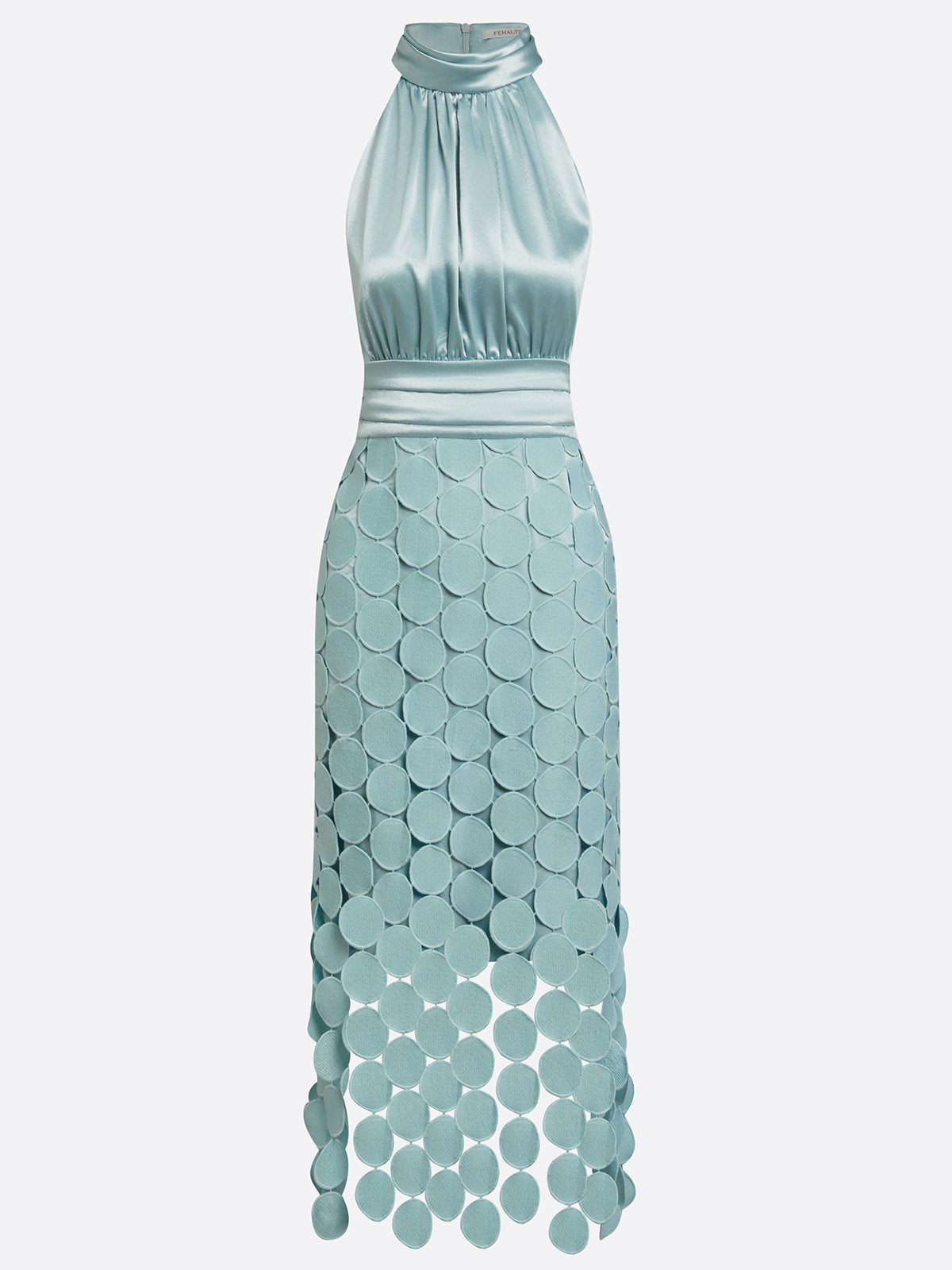 Arielle Satin Cutout Midi Dress in Pink by Aurelia Sun