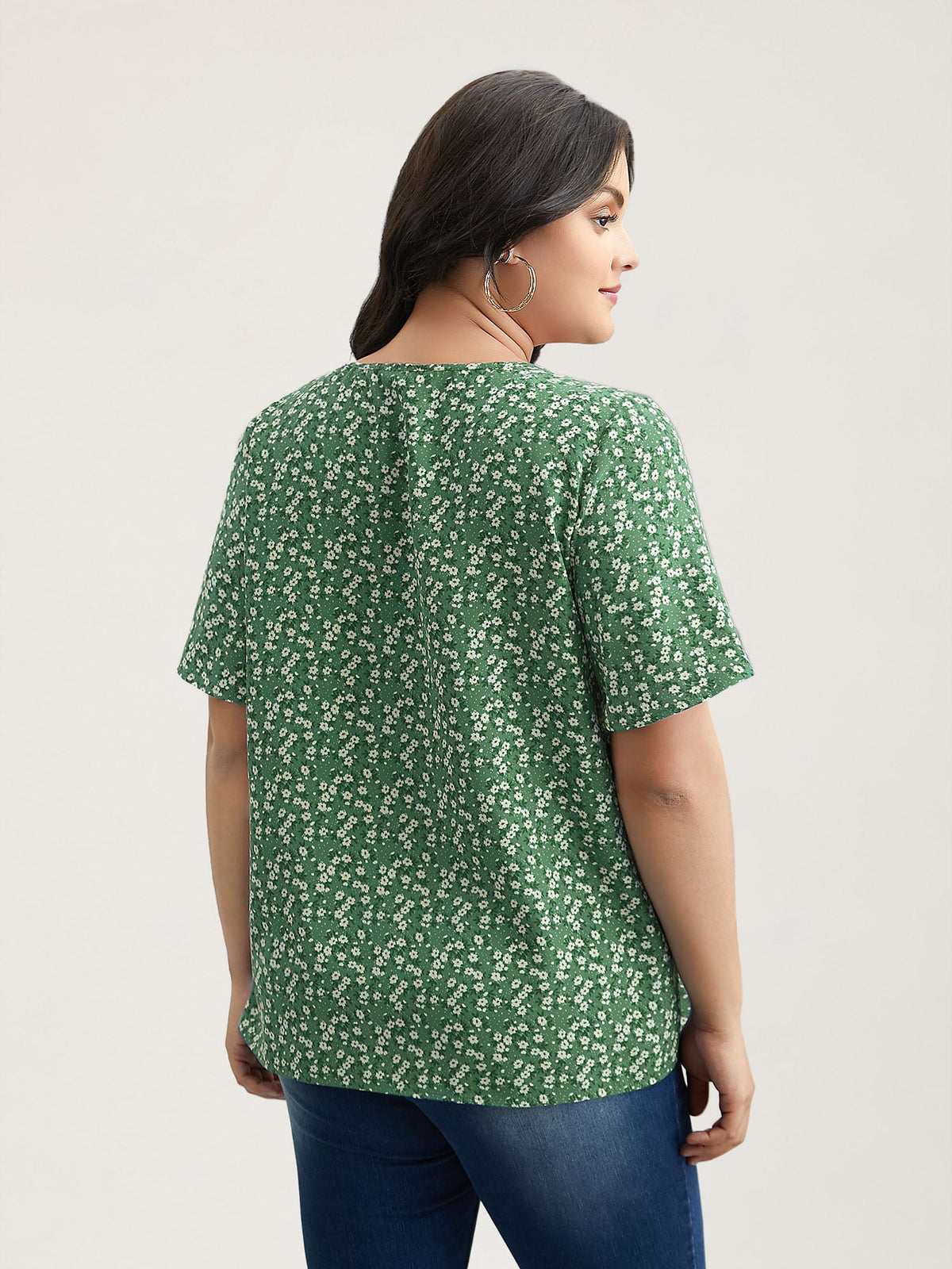 Plus Size Floral Ruffle-Sleeve Blouse