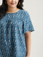 Plus Size Floral Ruffle-Sleeve Blouse