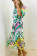 Leah Printed Midi Shirt Dress – Mint by Aurelia Sun