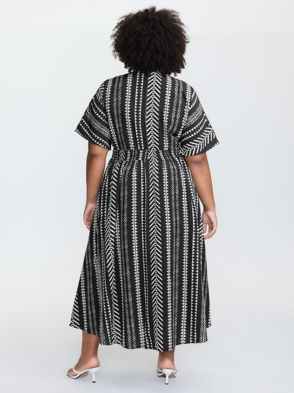 Plus Size Shirred Split-Hem Midi Dress