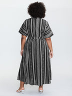 Plus Size Shirred Split-Hem Midi Dress