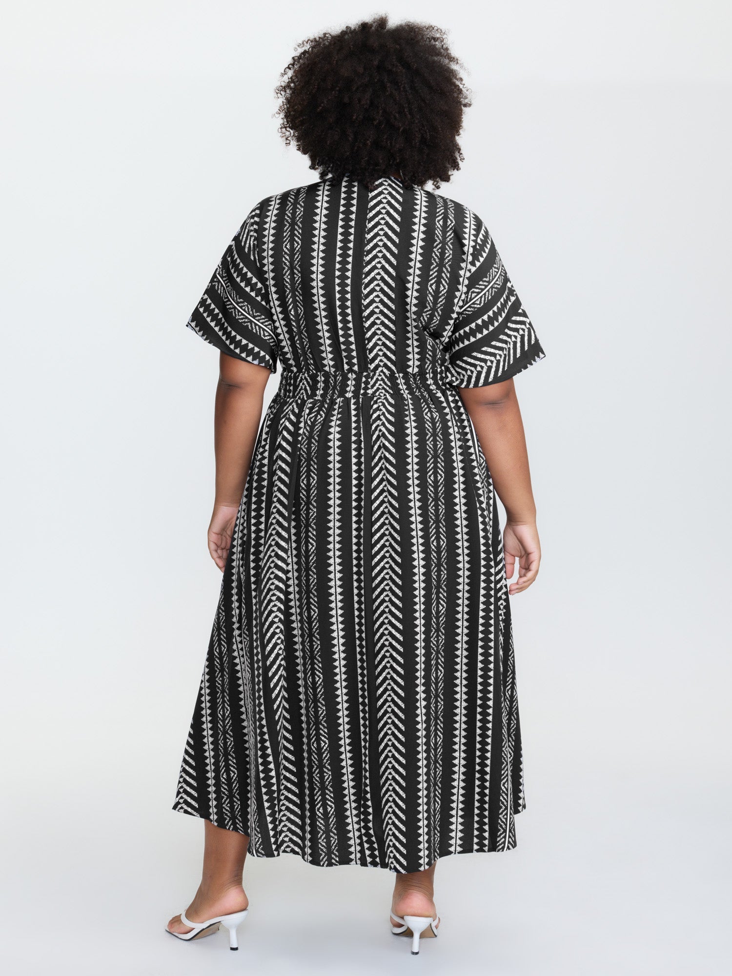 Plus Size Shirred Split-Hem Midi Dress
