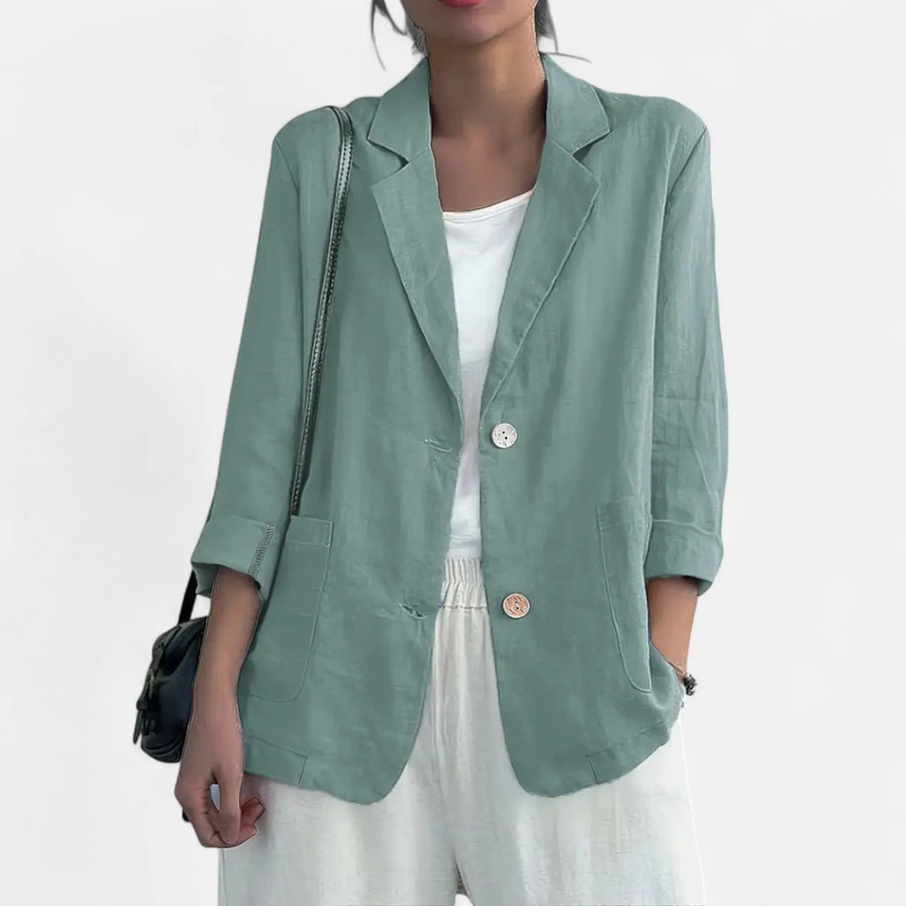 Tailored Linen-Blend Blazer