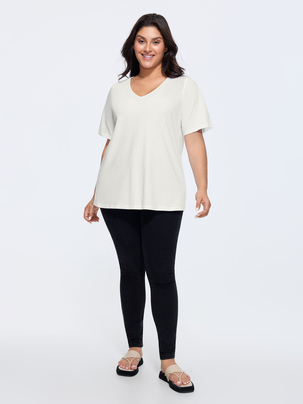 Plus Size Cotton V-Neck T-Shirt
