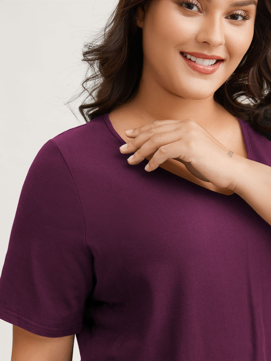 Plus Size Cotton V-Neck T-Shirt