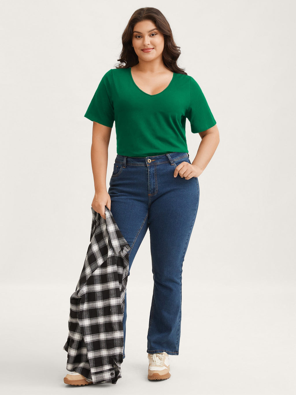 Plus Size Cotton V-Neck T-Shirt