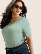 Plus Size Cotton V-Neck T-Shirt