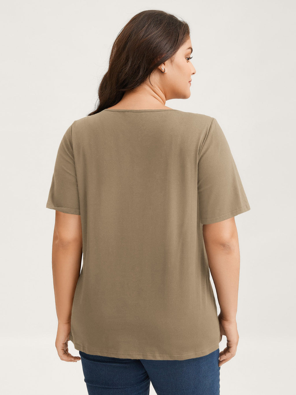 Plus Size Cotton V-Neck T-Shirt