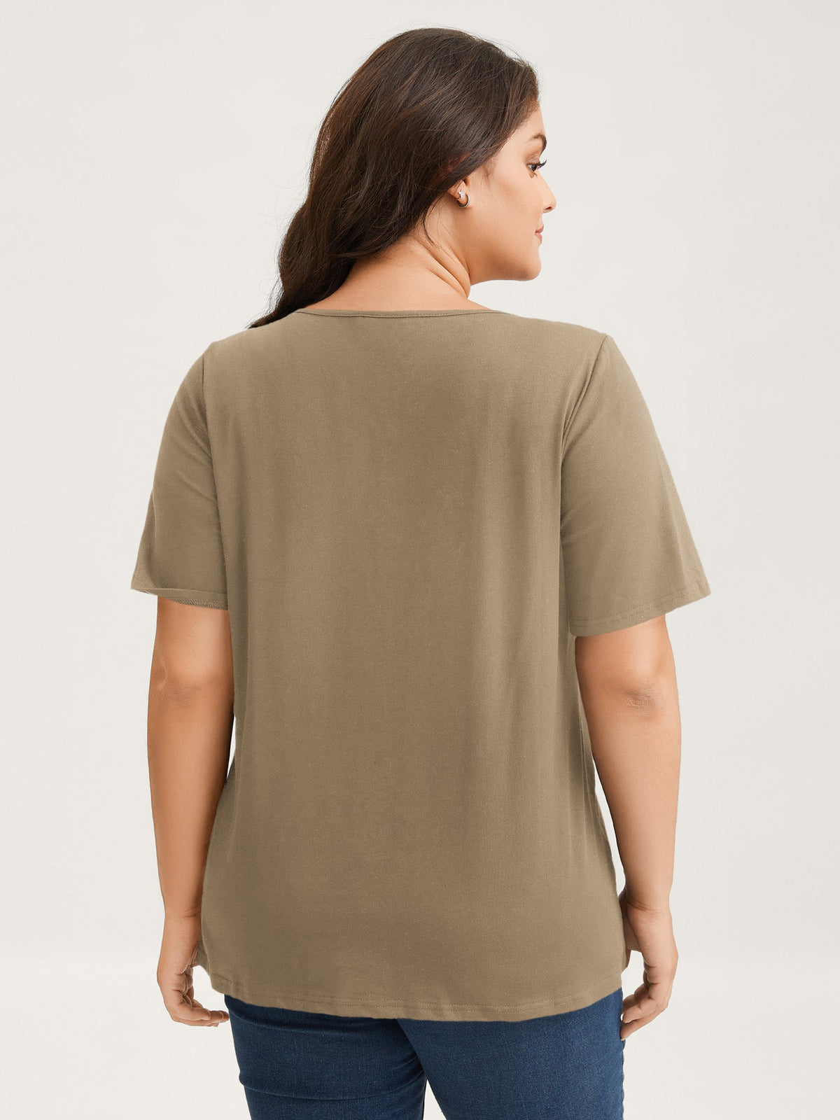 Plus Size Cotton V-Neck T-Shirt