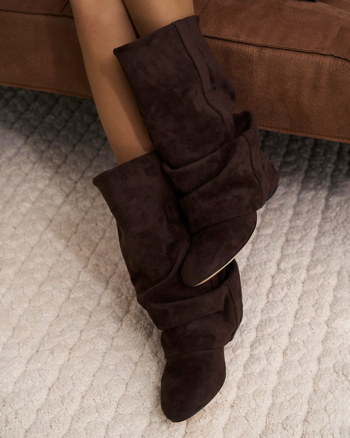 Chocolate Slouchy Knee-High Boots