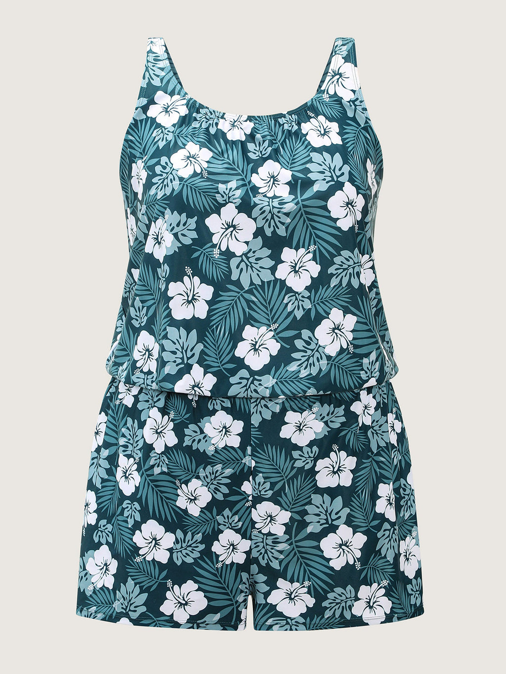 Plus Size Tropical Floral One-Piece Swimsuit