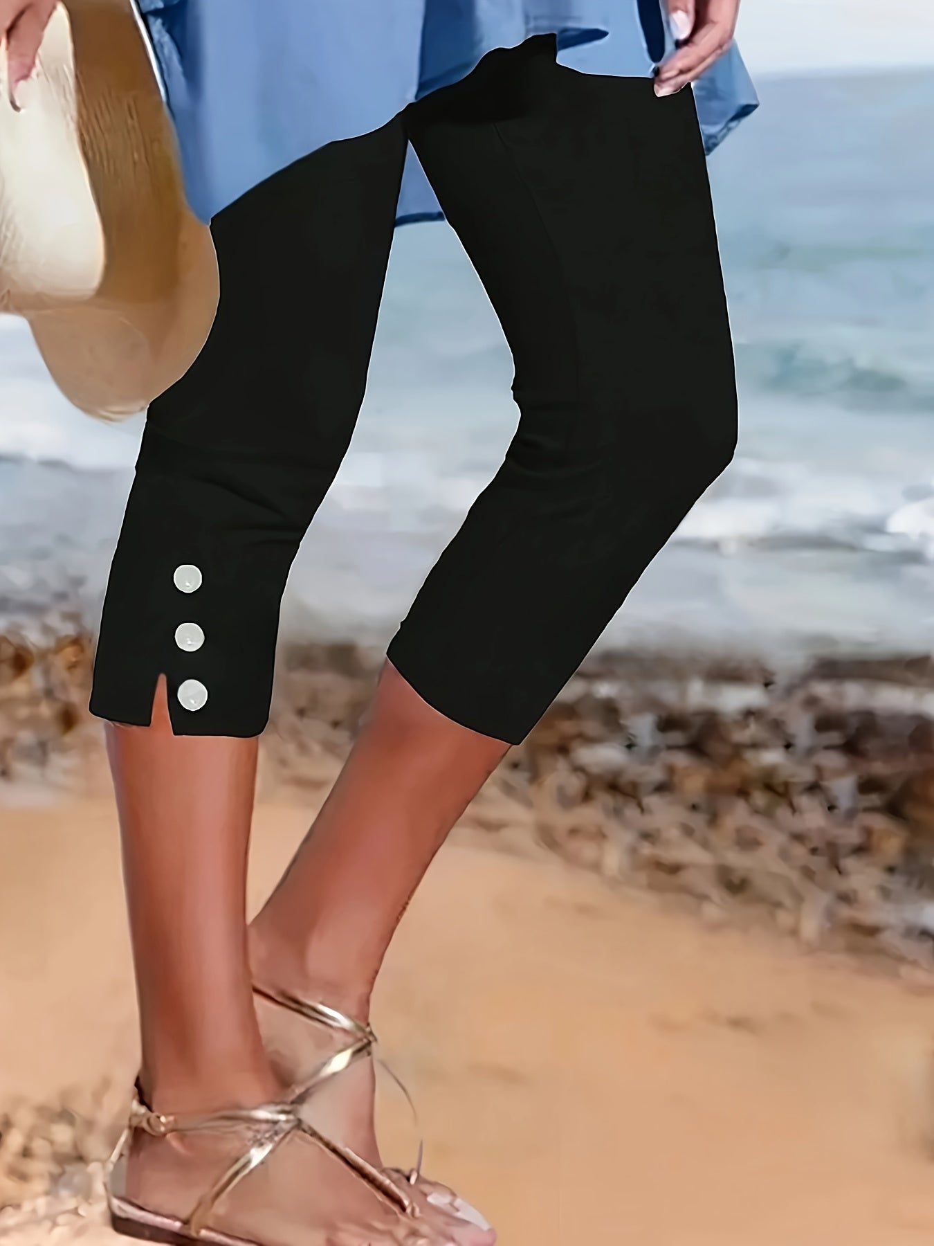 Clara Stretch Capri Pants – Black