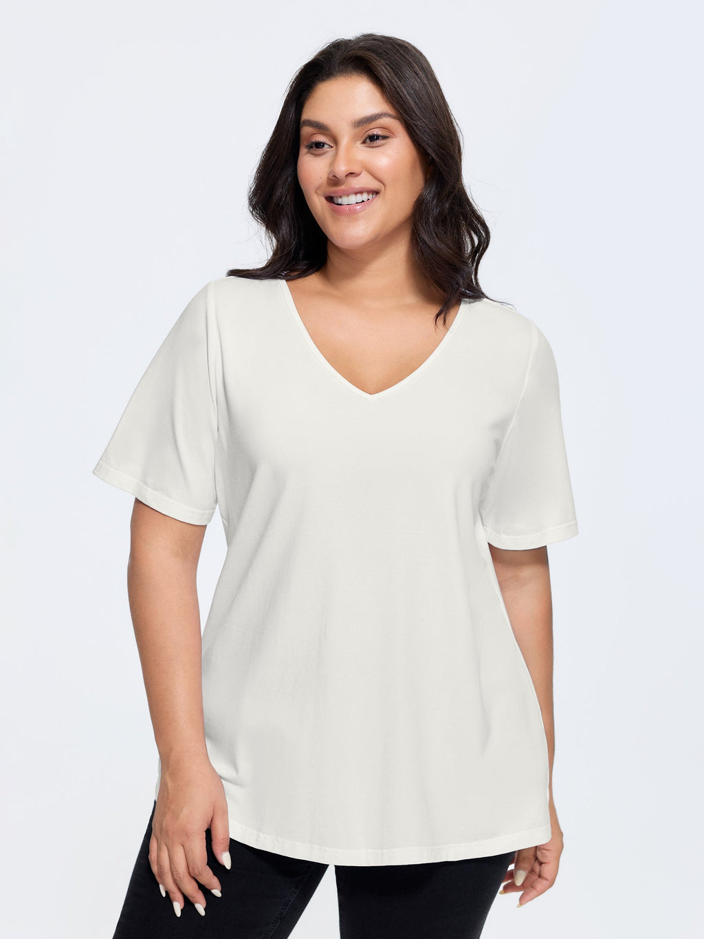 Plus Size Cotton V-Neck T-Shirt