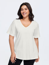 Plus Size Cotton V-Neck T-Shirt