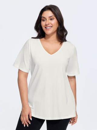 Plus Size Cotton V-Neck T-Shirt