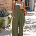 Cotton Wide-Leg Pocket Jumpsuit