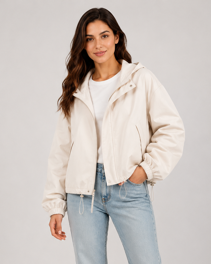 Aurelia Sun Breeze Hooded Windbreaker – Creamy White, AU 10