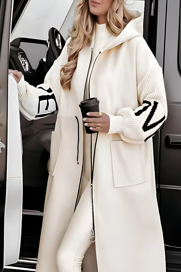 Kelly Cream Drawstring Hooded Coat