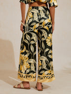 Golden Petal Satin Wide-Leg Pants by Aurelia Sun