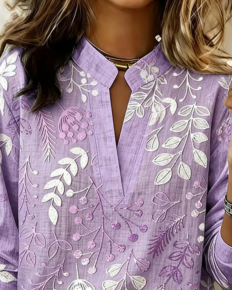 Brielle Soft-Touch Floral Blouse – Purple