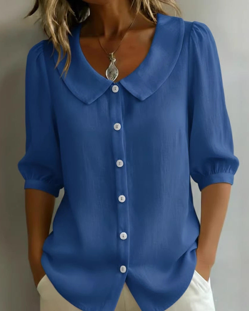 Women's Loose Short-Sleeve Blouse – Red