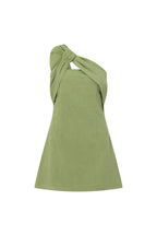 One-Shoulder Cotton Mini Dress — Green