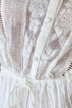 Cotton Cheesecloth Puff-Sleeve Playsuit