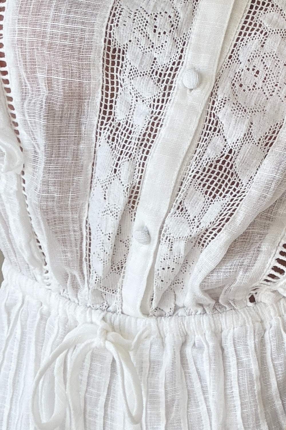 Cotton Cheesecloth Puff-Sleeve Playsuit
