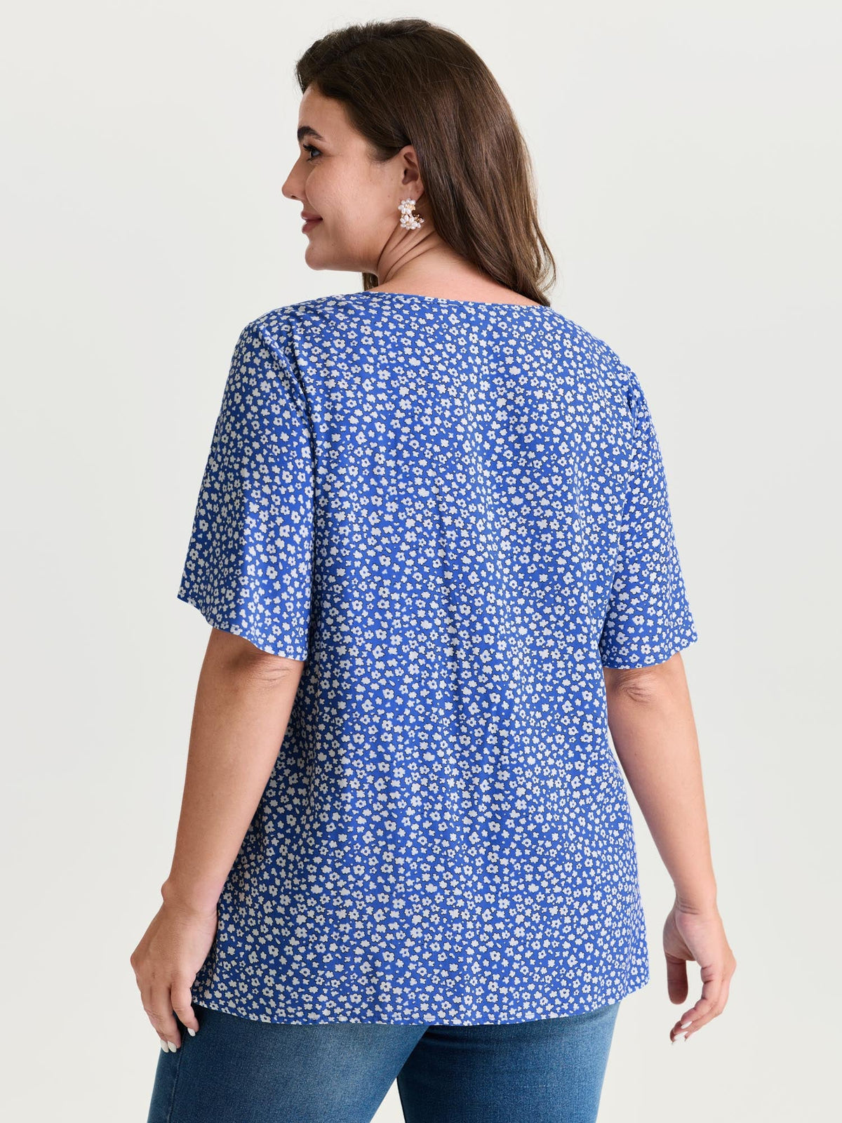 Plus Size Floral Ruffle-Sleeve Blouse