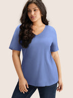 Plus Size Cotton V-Neck T-Shirt