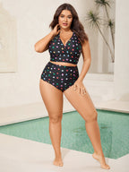 Plus Size Leopard Cross-Strap Bikini Top