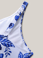 Plus Size Floral Swimsuit & Mesh Sarong Set