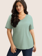 Plus Size Cotton V-Neck T-Shirt