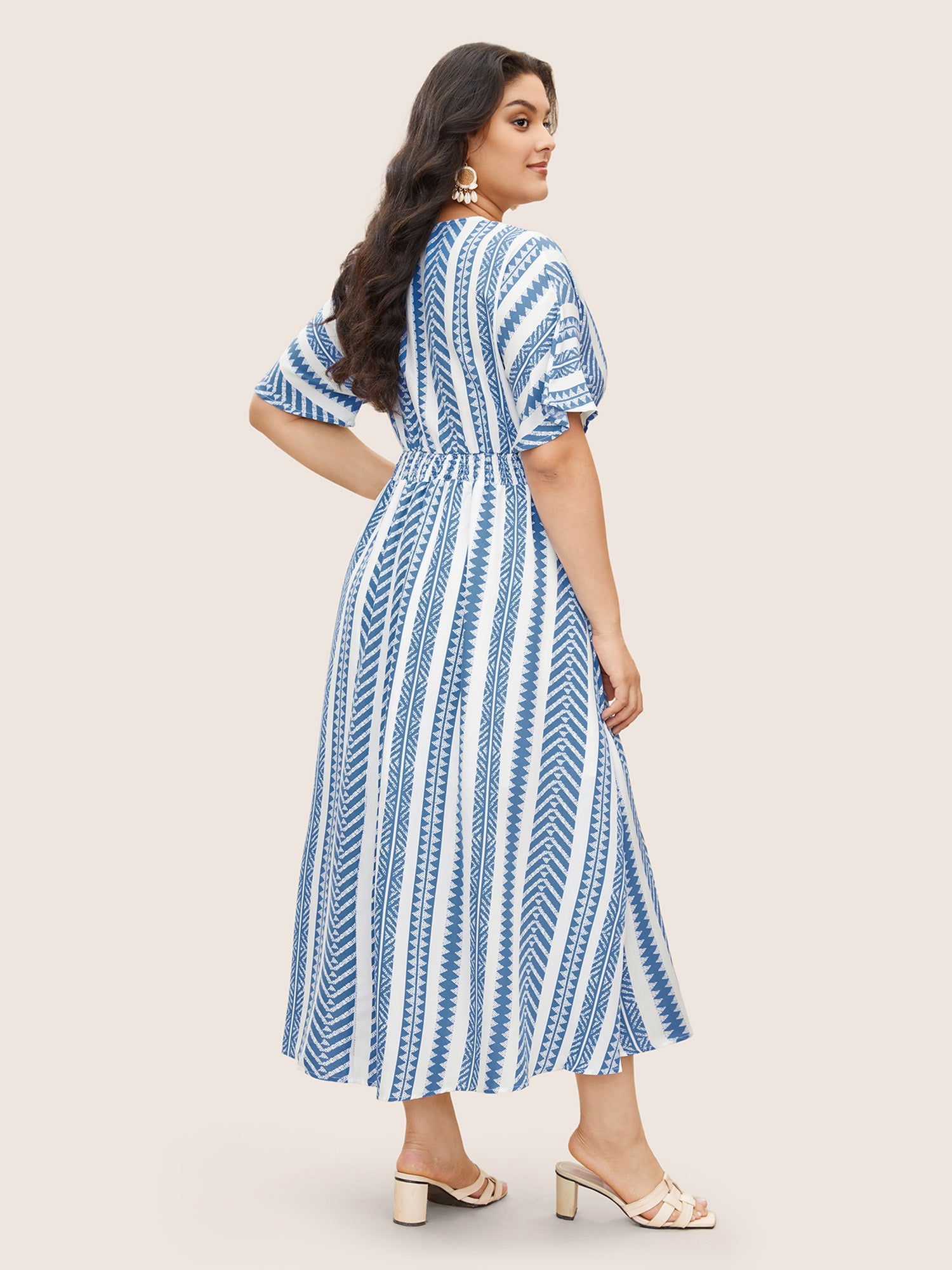 Plus Size Shirred Split-Hem Midi Dress