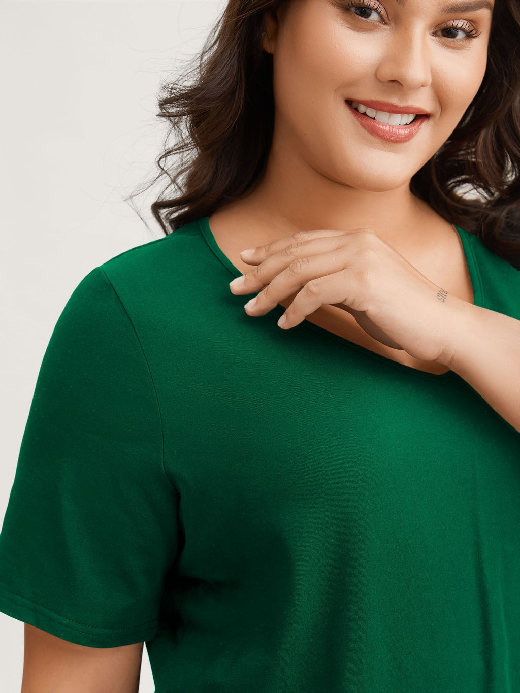 Plus Size Cotton V-Neck T-Shirt