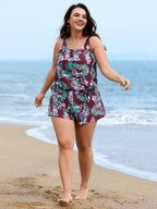 Plus Size Tropical Floral One-Piece Swimsuit