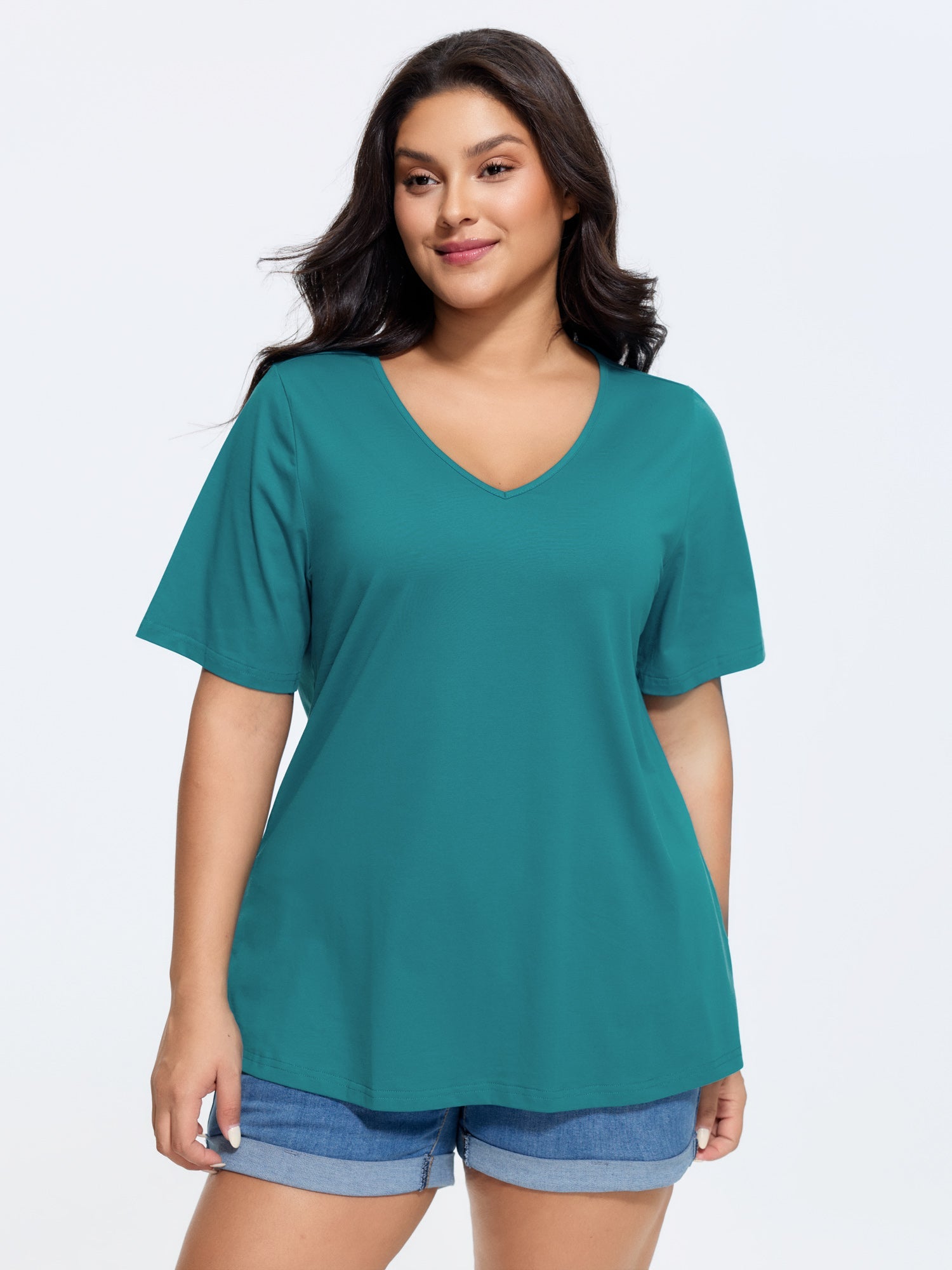 Plus Size Cotton V-Neck T-Shirt