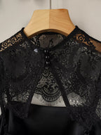 Women's Satin Mini Dress with Lace Cape