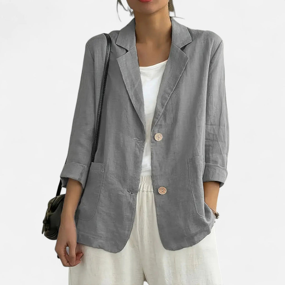Tailored Linen-Blend Blazer