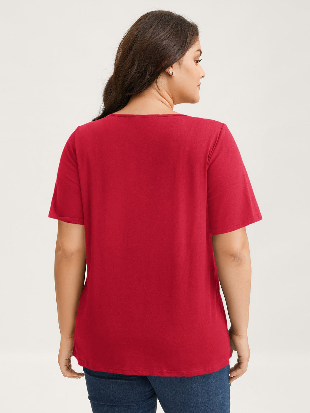 Plus Size Cotton V-Neck T-Shirt