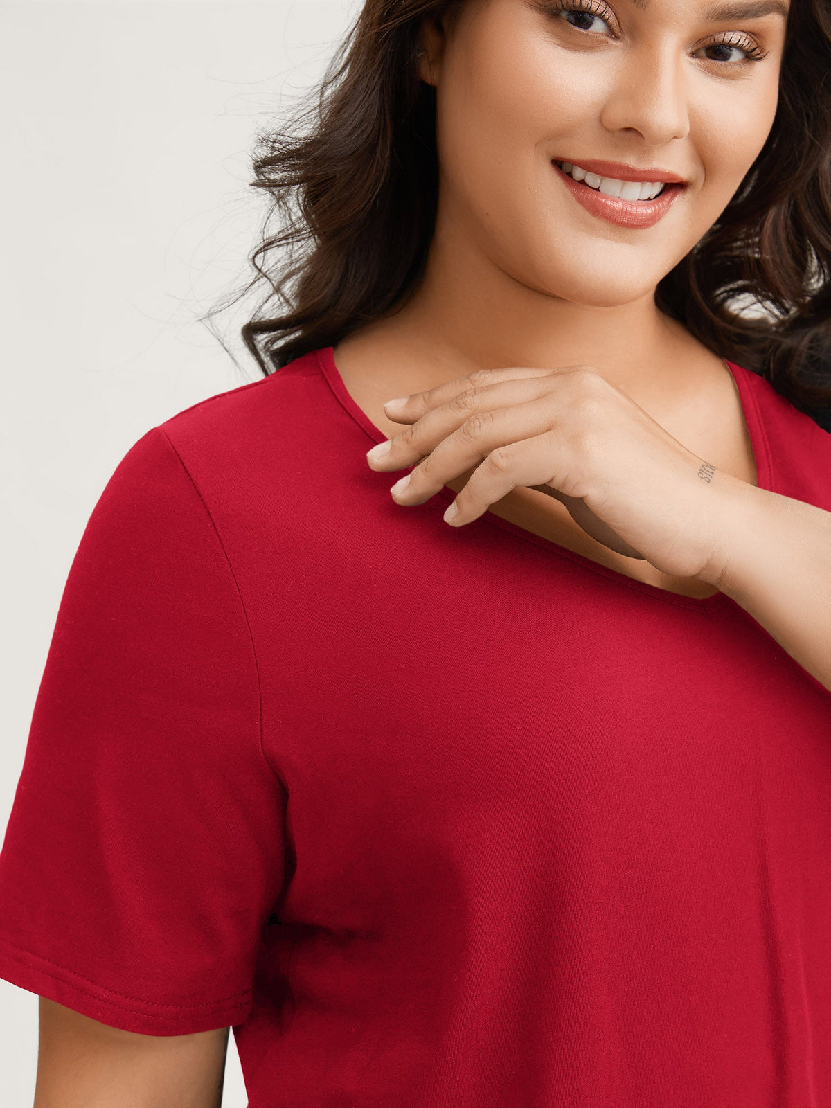 Plus Size Cotton V-Neck T-Shirt