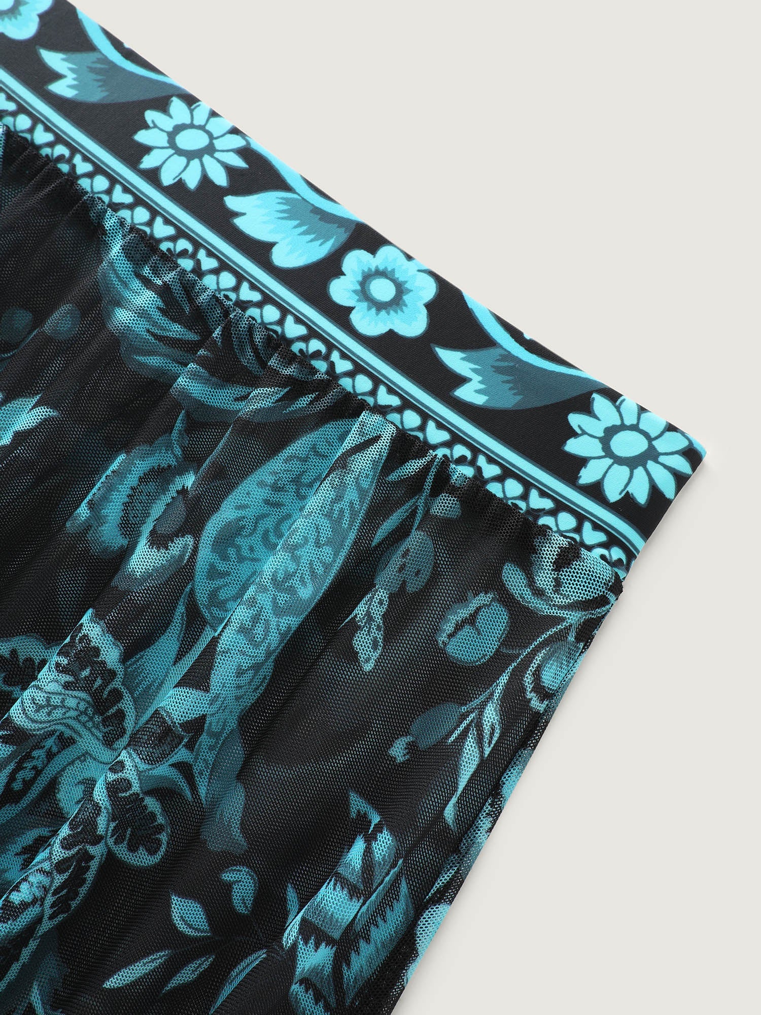 Plus Size Floral Swimsuit & Mesh Sarong Set