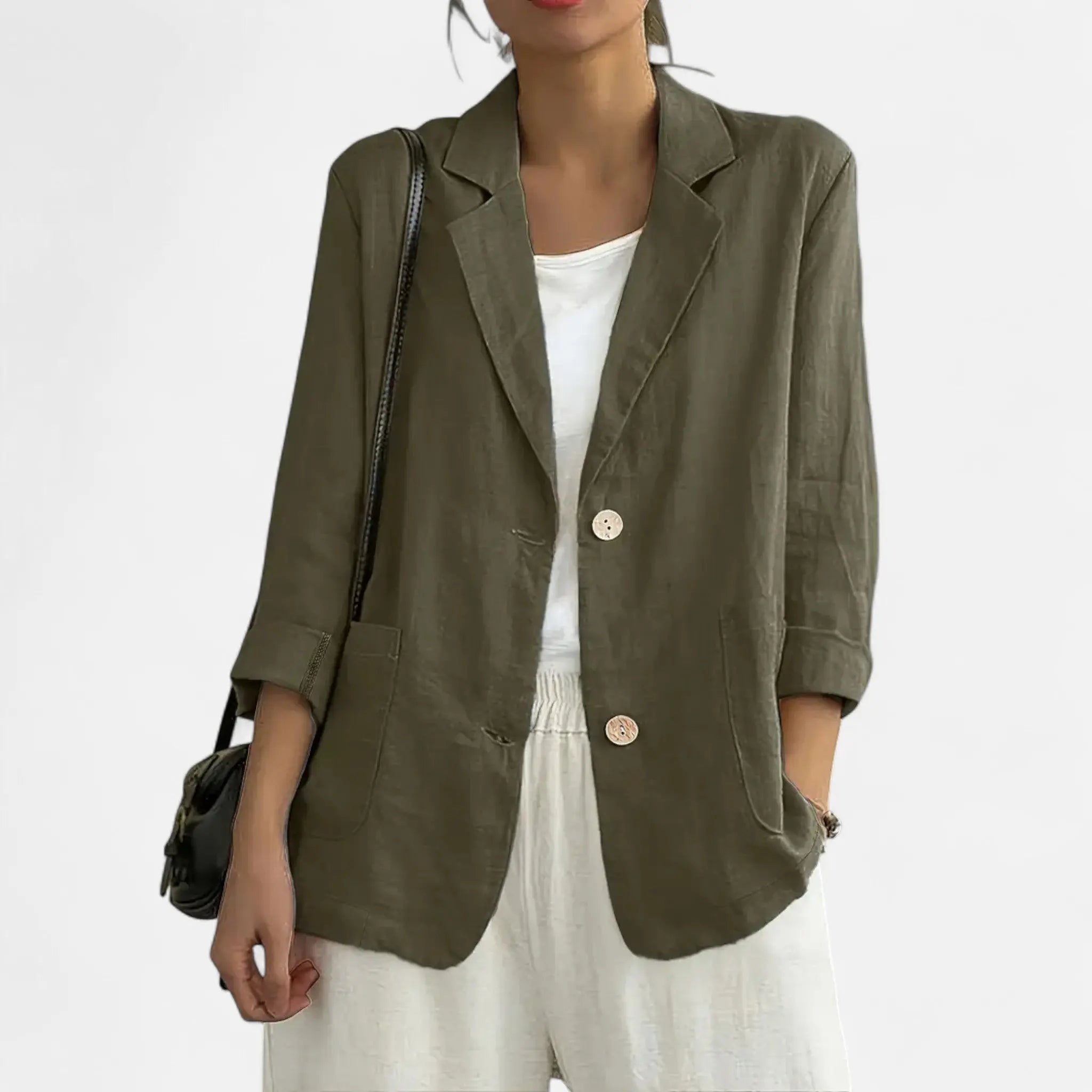 Tailored Linen-Blend Blazer
