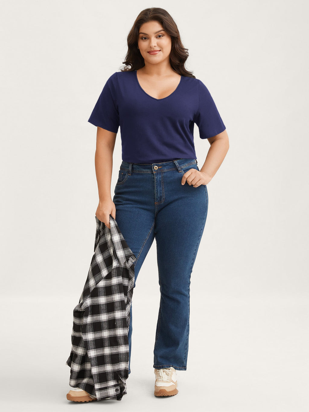 Plus Size Cotton V-Neck T-Shirt
